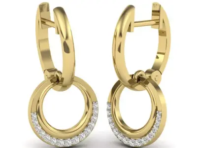 Yellow gold diamond earring-PER-042 DIA 3D print model