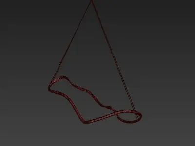 Sculptural metal sculpture with wavy shape hanging from it 3D model