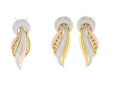 Women Pendant Earring Sets 3dm STL OBJ FBX Renders Details 3D print model 17