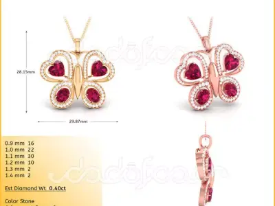 light weight yellow gold  diamond pendent -DOC-P8201 3D print model