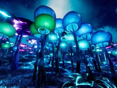 Alien Planet Fantasy Environment - Swamp Plants Low-poly 3D model