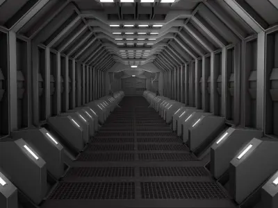 Sci Fi Corridor  3D model 9