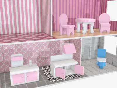 Furnished doll house 3D model