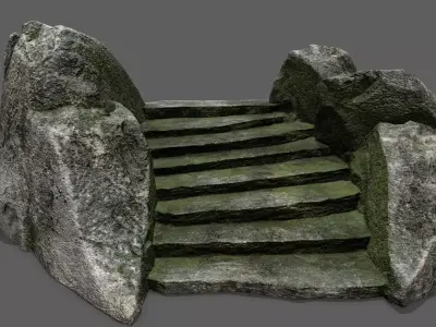 Stairs set of made out of rocks Low-poly 3D model purchase