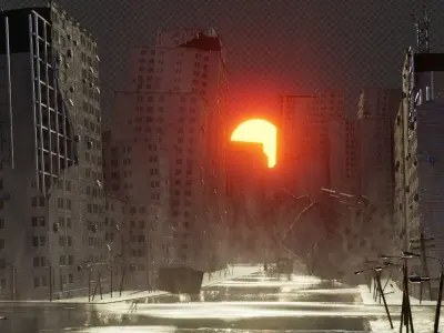 destroyed city-realistic 3D model