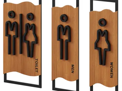 Restroom Directional Door Signs 3D model