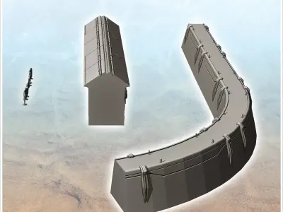 Set of futuristic protective walls and checkpoint barriers 17 -  3D print model