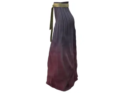Traditional Chinese Japanese Style Long Skirt With Ribbon Belt Low-poly 3D model