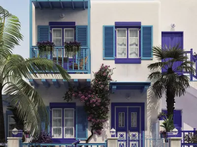 Exterior Greece Santorini Houses 3D model