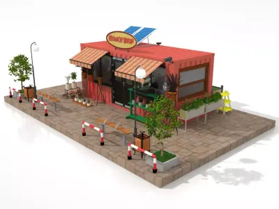 Container Flower Store Low-poly 3D model