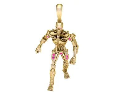 Golden Cyber Warrior Pendant 3D Printable Model 3D print model