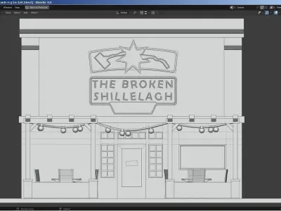 The Broken Shillelagh pub restaurant from Saints Row 3 Low-poly 3D model