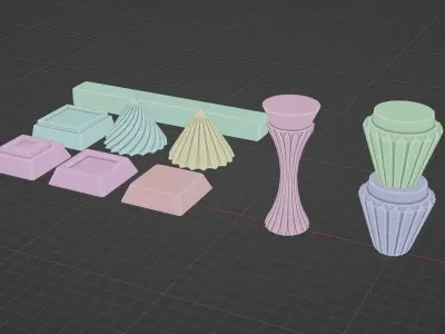 Architectural Modular Column Set Ancient style creator kit 3D print model