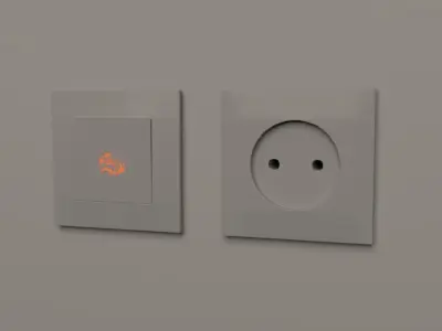 Socket wall with orange light Low-poly 3D model