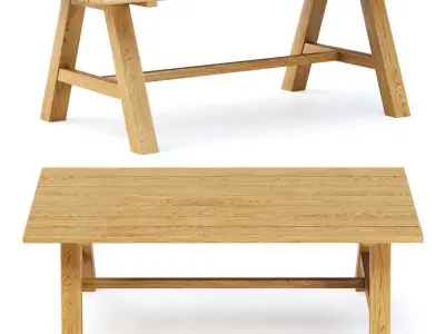 Nia Wooden Dining Table by Bpoint Design  Low-poly 3D model