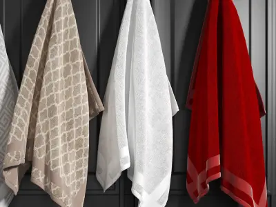 Towels 1 set of hanging on door 3D model