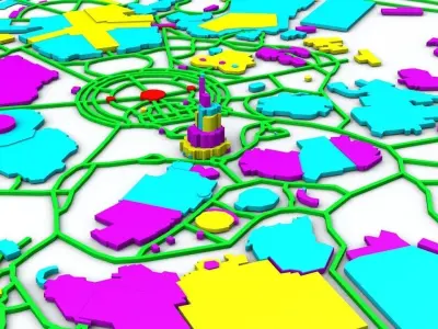 Disneyland Tokyo Road Network Buildings and Streets 3D model