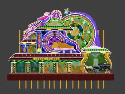 Animated Vesak Thoran 3D Model Buddhist Light Display 3D model