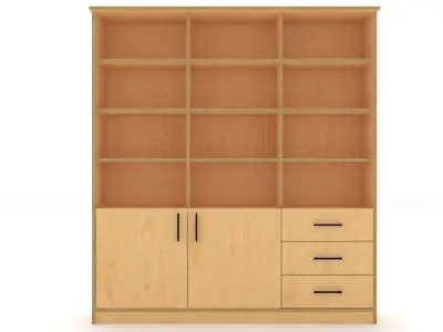 bookshelf 3 cover2 drawer3 plywood Low-poly 3D model