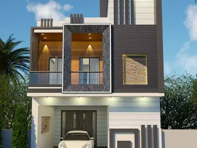 Simple House Design Low-poly 3D model