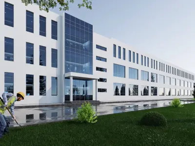 industrial building Low-poly 3D model