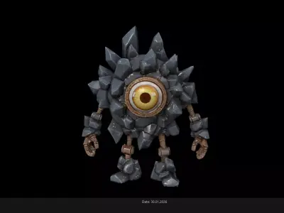 Low Poly Stylized Rock Crystal Elemental - PBR Low-poly 3D model