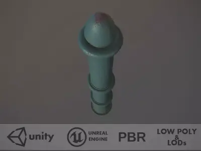 Barrier Bollard pack 5 Green v3 Low-poly 3D model