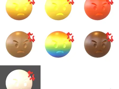 Angry Face With Anger Symbol Pack Vol 1 Low-poly 3D model