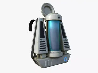 SciFi Backpack J07 White Dirt - Fashion Character Design Low-poly 3D model
