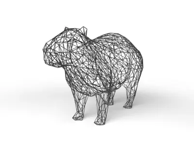 Capybara Wireframe Low-poly 3D model