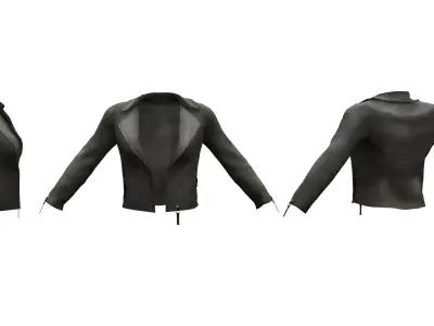 Ladies Leather Jacket - Motorcycle Jacket Low-poly 3D model