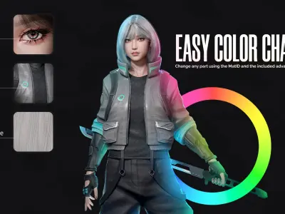 Cyberpunk Street Fighter - Game Ready Low-poly 3D model