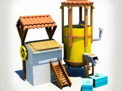 cartoon house Low-poly 3D model