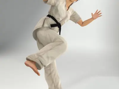 Karate Lady Lite Rig 3D model