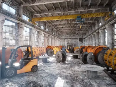 Abandoned Factory Level Low-poly 3D model