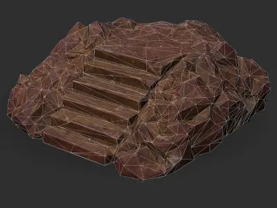 stairs stone 03 Low-poly 3D model
