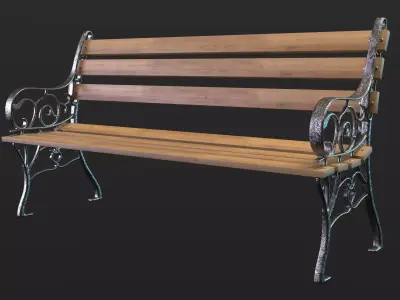 Park bench 3D model 13