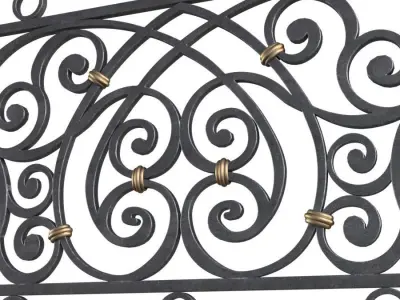Classic balcony Forged Fence 3D model