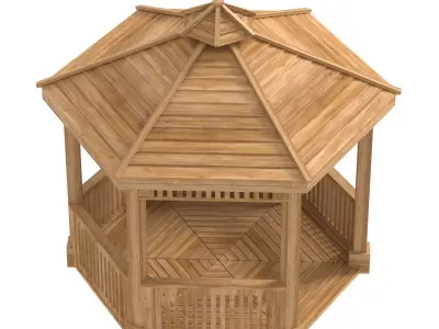 Hexagonal Retreat Pavilion Forever  Redwood 3D model