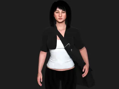 AAA 3D REALISTIC YOUNG GIRL CHARACTER - SCHOOL CASUAL OUTFIT 2 Low-poly 3D model