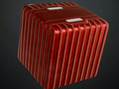 Red Sci-Fi Metal Panel PBR Seamless Texture