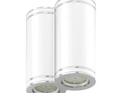 Double Metal Cylindrical Light 3D Model 3D model
