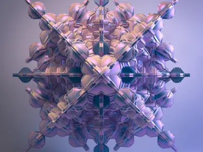 12 Symmetrical Abstract Geometric Mandala Fractal Kitbash Set 3D 3D model