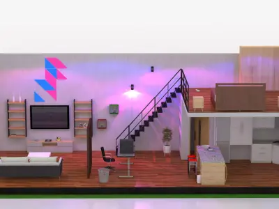 Duplex Home Low-poly 3D model