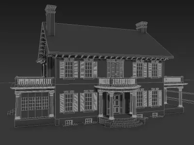 Old Brick House Low-poly 3D model