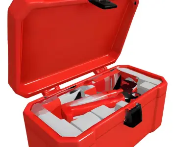Red Toolbox with Wrenches 3D Model Low-poly 3D model