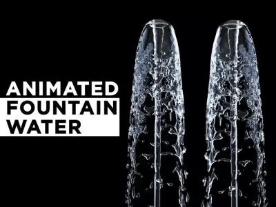 Animated Water Fountain Flow - NO PLUGIN Liquid simulation 3D model