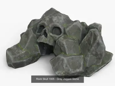 Skull Rock Set bundle - Grey Jagged Stone 3D Model Pack