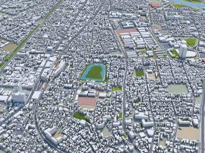 Sakai Japan 50km Low-poly 3D model