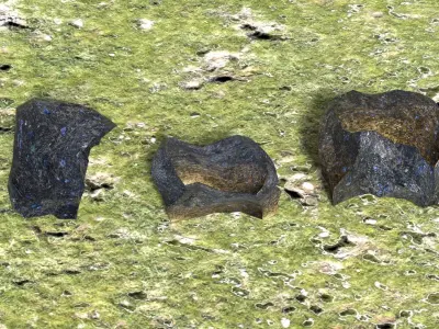 game ready stones three rocks Low-poly 3D model